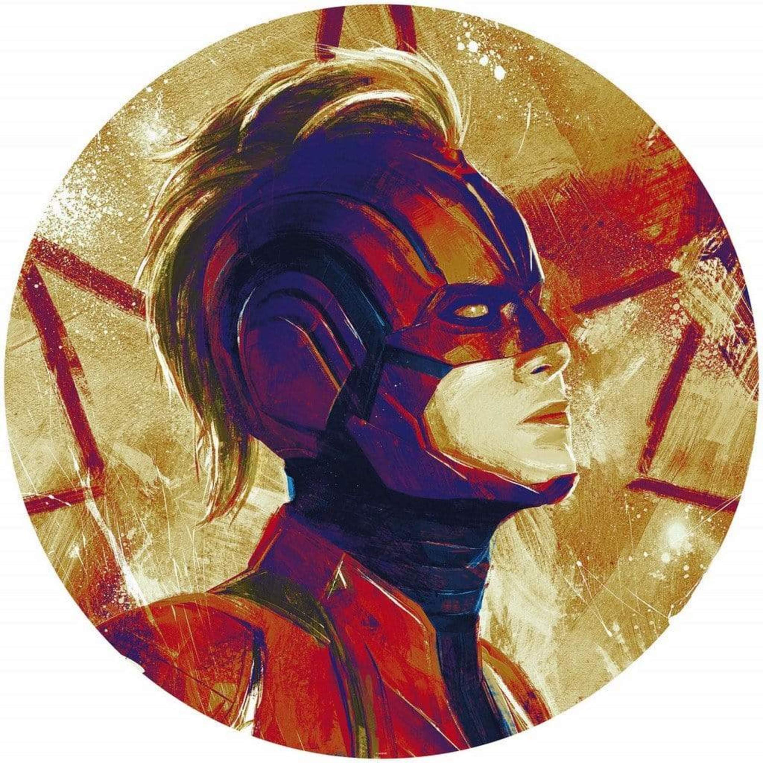 Fotobehang - Avengers Painting Captain Marvel Helmet 125x125cm - Rond - Vliesbehang - Zelfklevend Top Merken Winkel